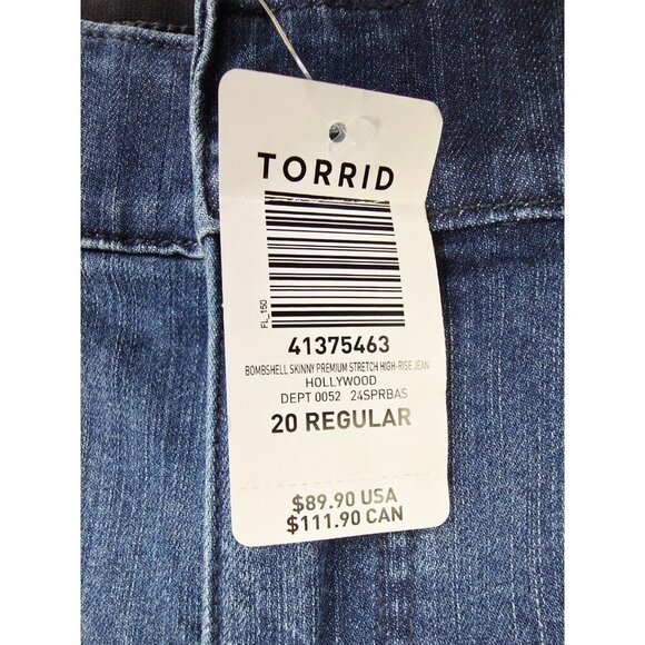 Torrid Bombshell Skinny Premium Stretch Size 20R Women 30" Imseam Blue Jeans NWT - Picture 9 of 14
